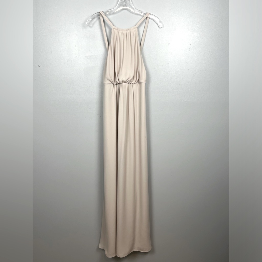 Show Me Your Mumu Amanda light beige halter style maxi dress, size medium.